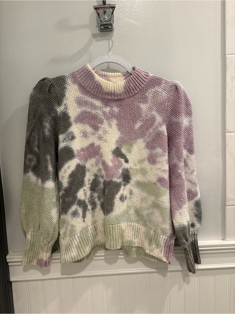 Madewell Tie-Dye Cowl & Turtleneck Sweater — Lavender, Olive, Cream